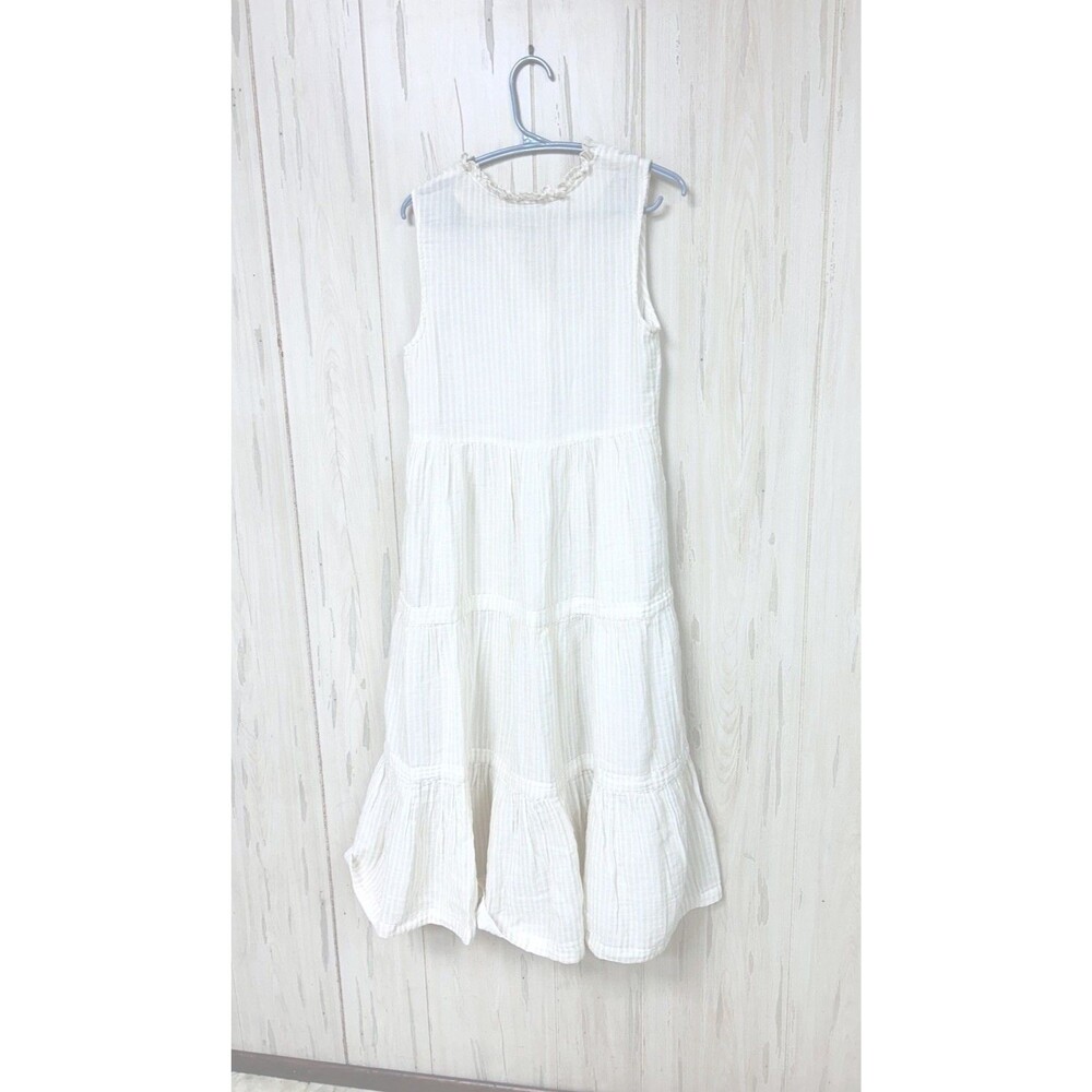 Johnny Was Cotton Tiered Midi Sundress Striped Carana Cream XS Vacation - Picture 4 of 7